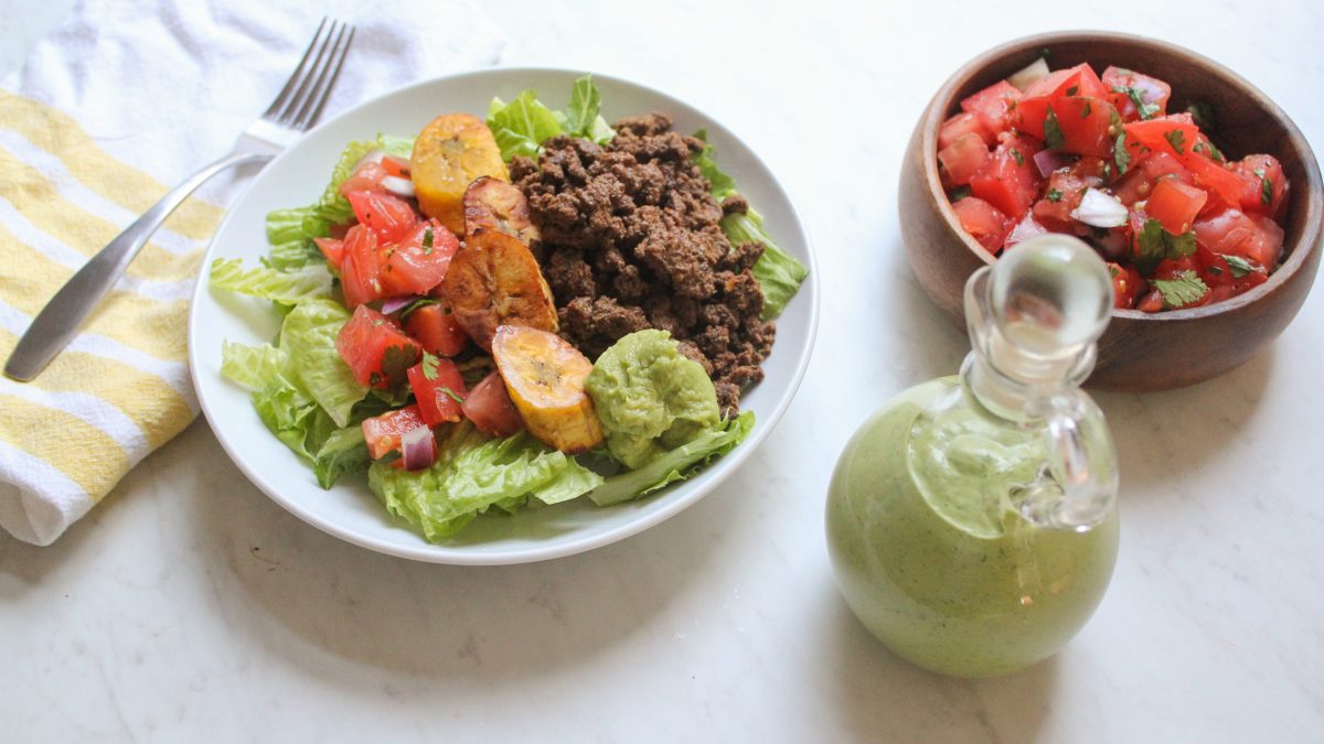 Paleo Taco Salad Recipe With Green Goddess Dressing Olive You Whole