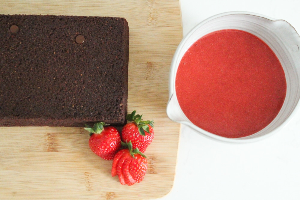 Chocolate Yogurt Cake Recipe with Strawberry Coulis (Gluten Free + Dairy Free)