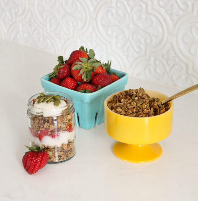 Vegan Protein Granola Recipe + Parfait (Dairy Free)